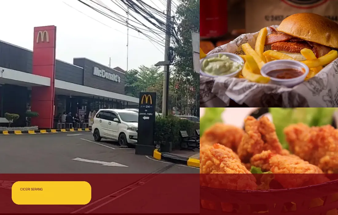 Kolase eksterior, suasana area makan, dan pilihan menu McDonald's Buah Batu Bandung
